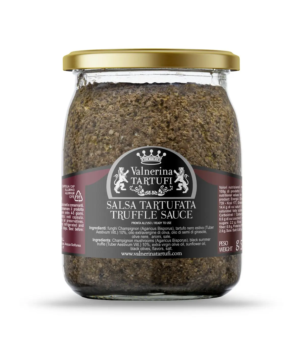 500g Summer Truffle Sauce 10% Tuber Aestivum Vitt Gourmet Italian Quality Made in Italy Vegan Vegetarian Halal Kosher