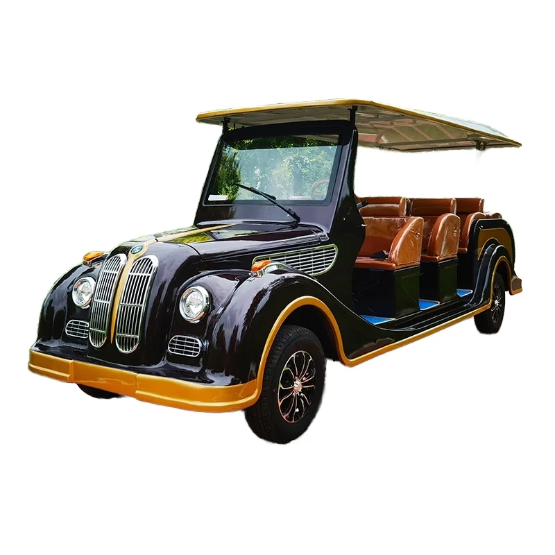 Retro Electric Classic Car 6-8-Seater Four-Wheel Sightseeing Vehicle for Hotel Reception Tourist Scenic Area & Golf Carts