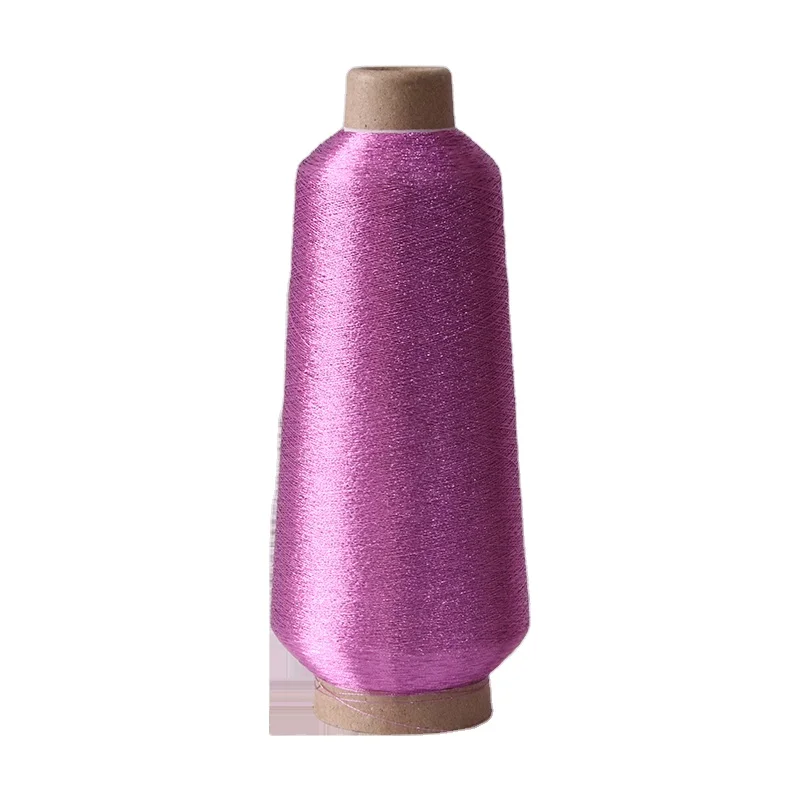 150D Pink Colors Mamilon Fiber Silk  Metallic Thread Ms Type Yarn For Machine Embroidery Use