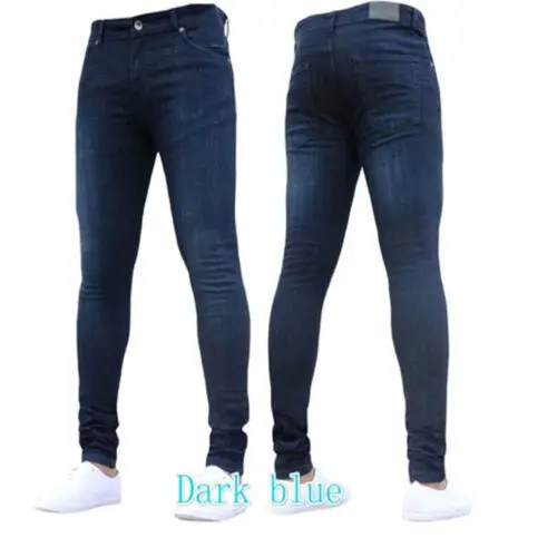 New Custom Design Mens Skinny Jeans Pants Stretch Tight Pencil Jeans Fitted Casual Denim Trousers For Men
