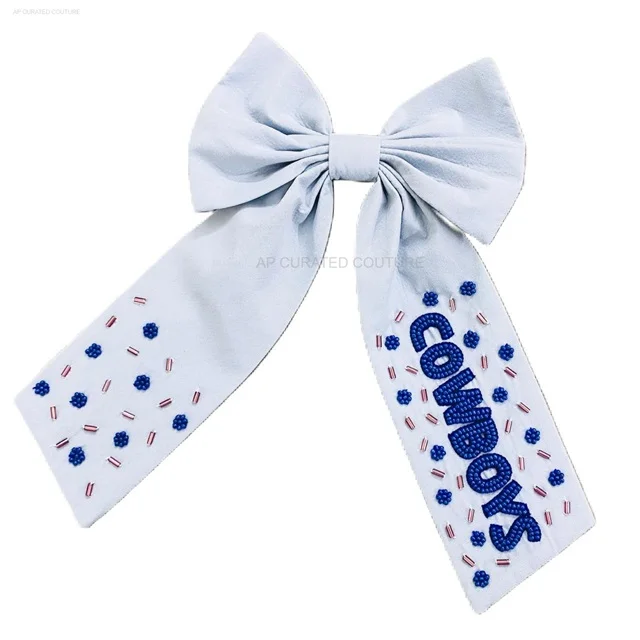 game day alligator bow hair accessories beaded designer hair sport bows beaded sports design hair accessories