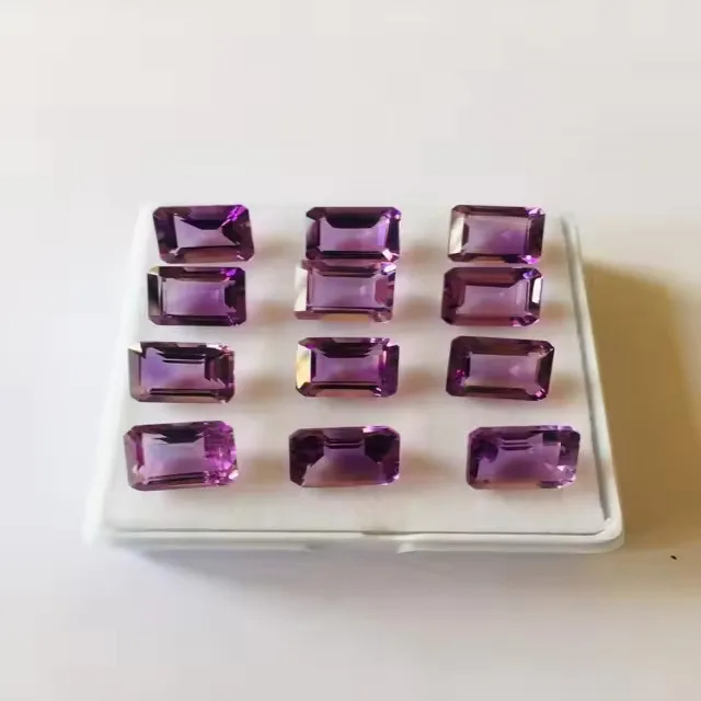 Natural Amethyst Emerald Cut 11.0*9.0 mm Africa Origin good quality and nice luster excellent color perfect making and polishing