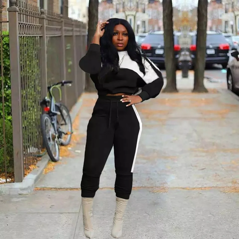 2022 women clothes casual Hot popular two color matching sweatshirt women two pants set sweat sets Fashion for women