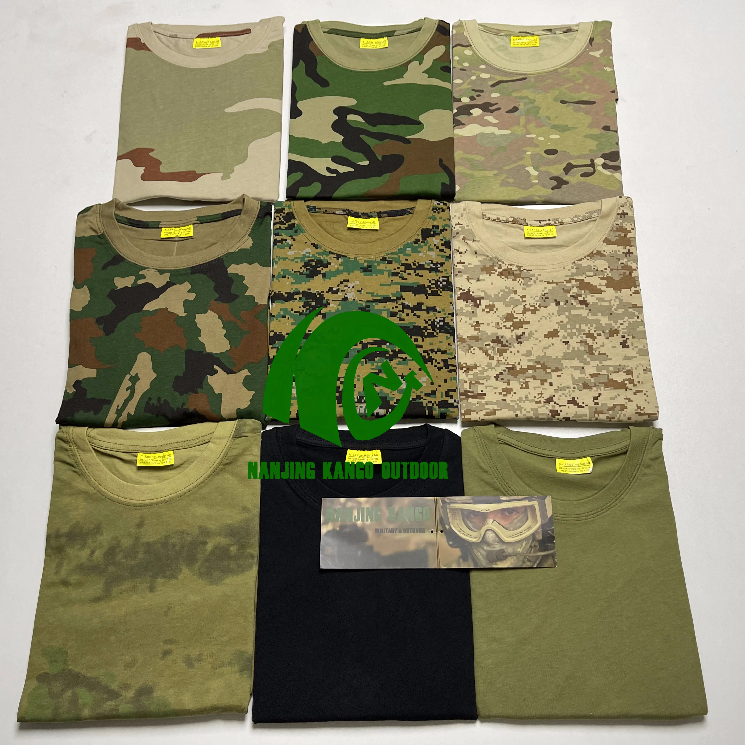 KANGO  Wholesale T shirt knitted mesh quick dry Sport Athletic Printed Short Sleeve Fitted Tactical Camouflage T shirt For Man