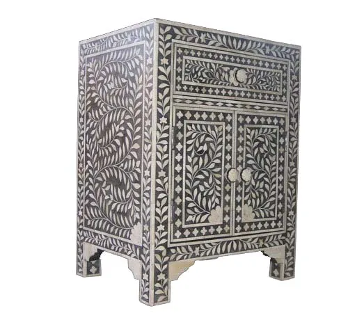 Черная кость инкрустация тумбочки прикроватный шкаф с элегантным дизайном