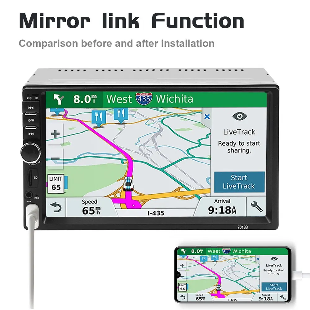 Hot Sel Auto Mp5 Player  2 Din 7 Inch Touch Screen Android Car Radio With Bluetooth ,FM,Mirror Link