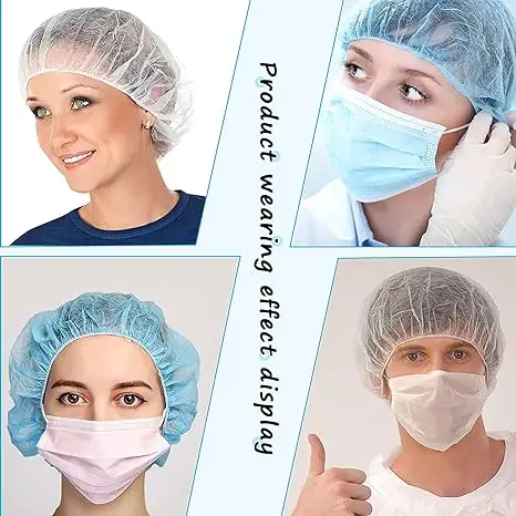 100pcs Disposable Hair Head Covers Net Bouffant Hats Kitchen Industrial
