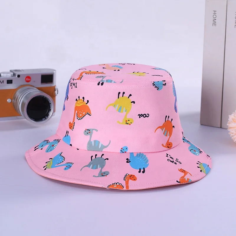 Outdoor Beach Sun Cap Kids Cotton Printing LOGO Plain Fisherman Hat Custom Embroidery Bulk kids Bucket Hat