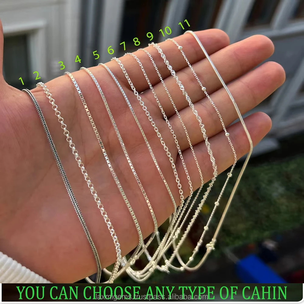 Wholesale 925 Sterling Silver Chain Necklace with Faceted Gemstone Ethnic Style Rhodium Plated for Wedding Gift or Engagement