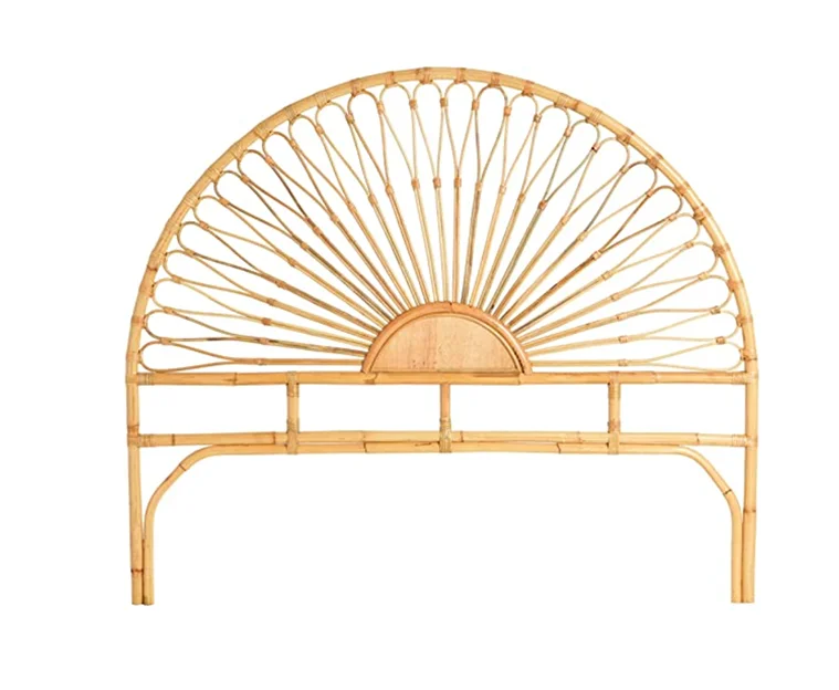 TH-H8136 High Quality Luxury Vintage Rattan Headboard Rattan Bedhead Honey Half Moon