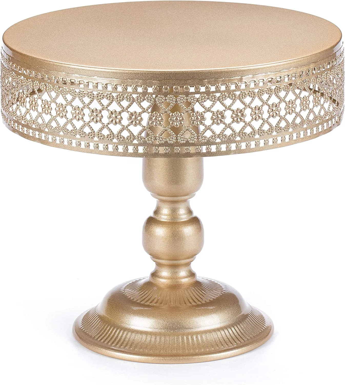 Eye Catching Design Golden Metallic Cake Stand Personalized Size Luxuries Cake Pedestal Elevated Cake Displaying  Plate