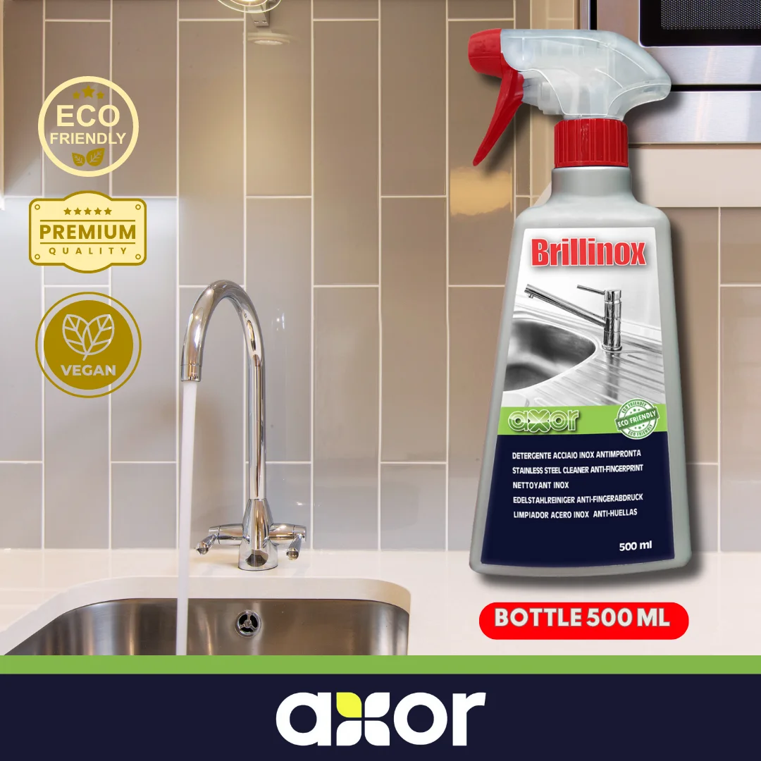 Best Quality BRILLINOX Spray Stainless Steel Cleanser With Anti-Fingerprint Effect No Bacteria 500 ml Made In Italy
