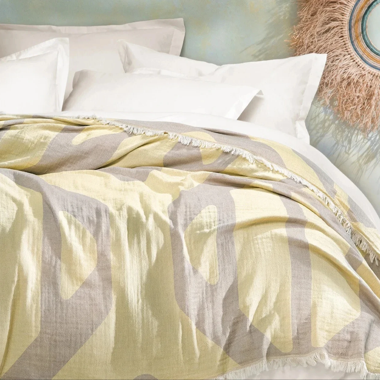 Muslin Bedspread Geometric Design ,Luxury Quilt bedspread BEDDING SET Turkish Cotton