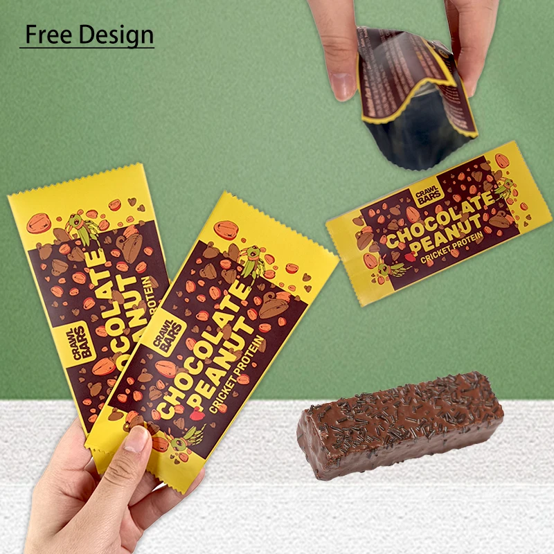 Customized Printing Pillow Shape Matte Foil Liner Chocolate Energy Bar Mylar Pouch Mylar Food Grade Packaging Bag For Snack