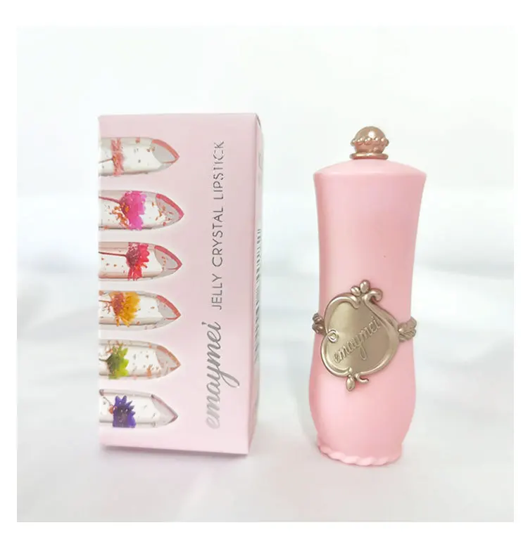 OEM custom waterproof dried flower jelly lipstick moisturizing transparent temperature color changing lip balm