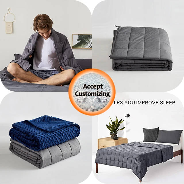 Amazon Hot selling Custom Sensory Blanket Adult Autism White Weighted Blanket 15lb