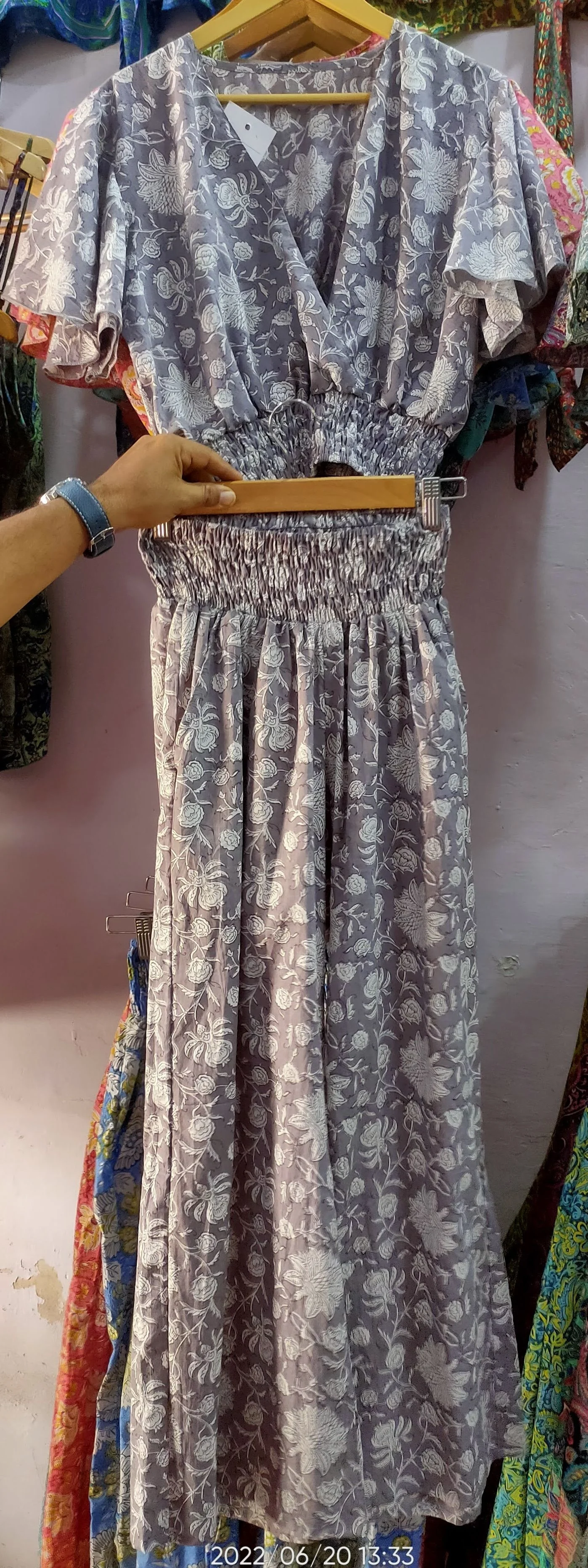 Hot Selling Ladies cotton printed pants with smocking elastic at waist with matching top set custom design