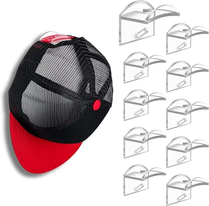 10 Pack Minimalist Door Rack Design Strong No Drilling Hat Shelf Organizer for Baseball Hats