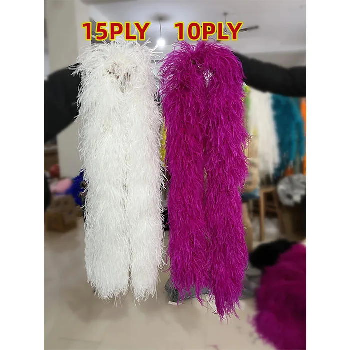 2Meter Quality Ostrich Feathers Trim Boa for Craft Party Wedding Clothing Dress Cuff Sewing Decor Plumes Shawl 6 to 10 Ply