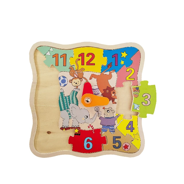 Wooden clock puzzle for kids