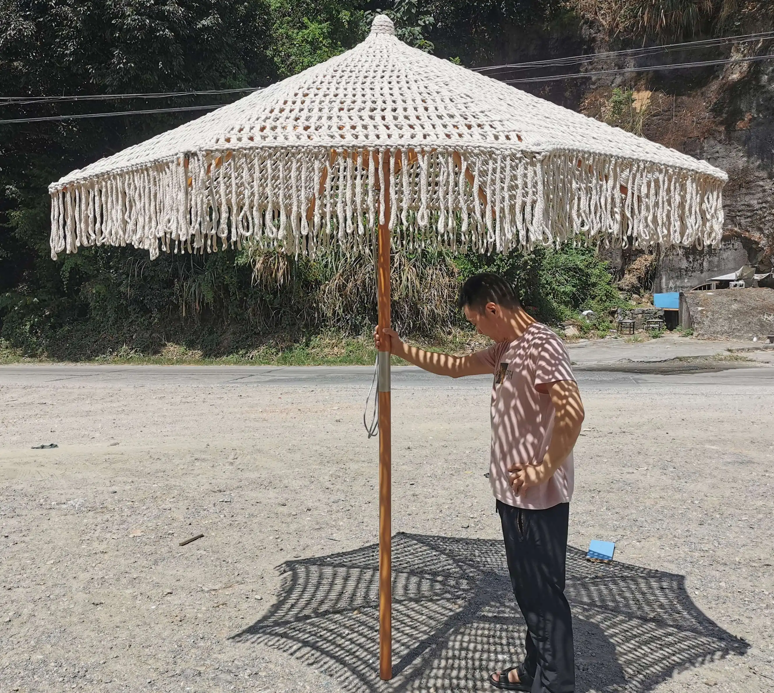 Wholesale Macrame Umbrella Crochet Parasol Sunshade For Garden Best Quality from Isar International LLP