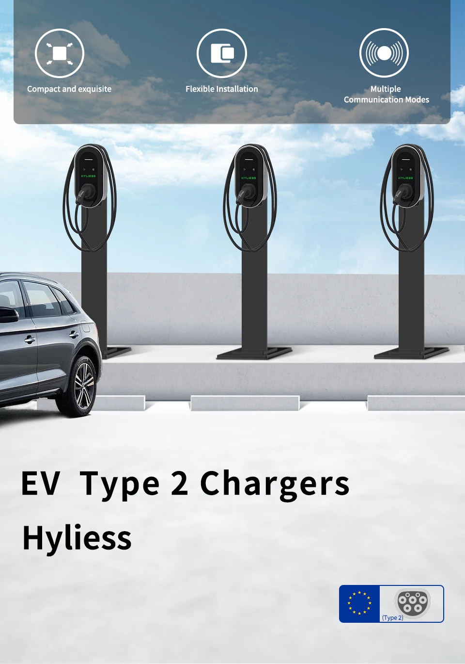 Быстрая зарядная станция для электромобилей EV-G 22 кВт с наружным рекламным экраном