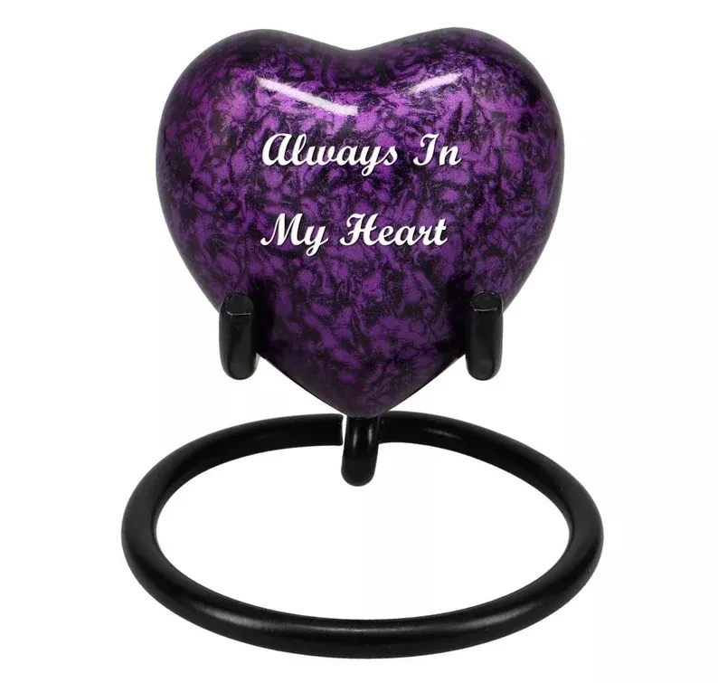 Coffin Casket Heart Shaped Wholesale Cremation Urns Funeral Urns with Velvet Box