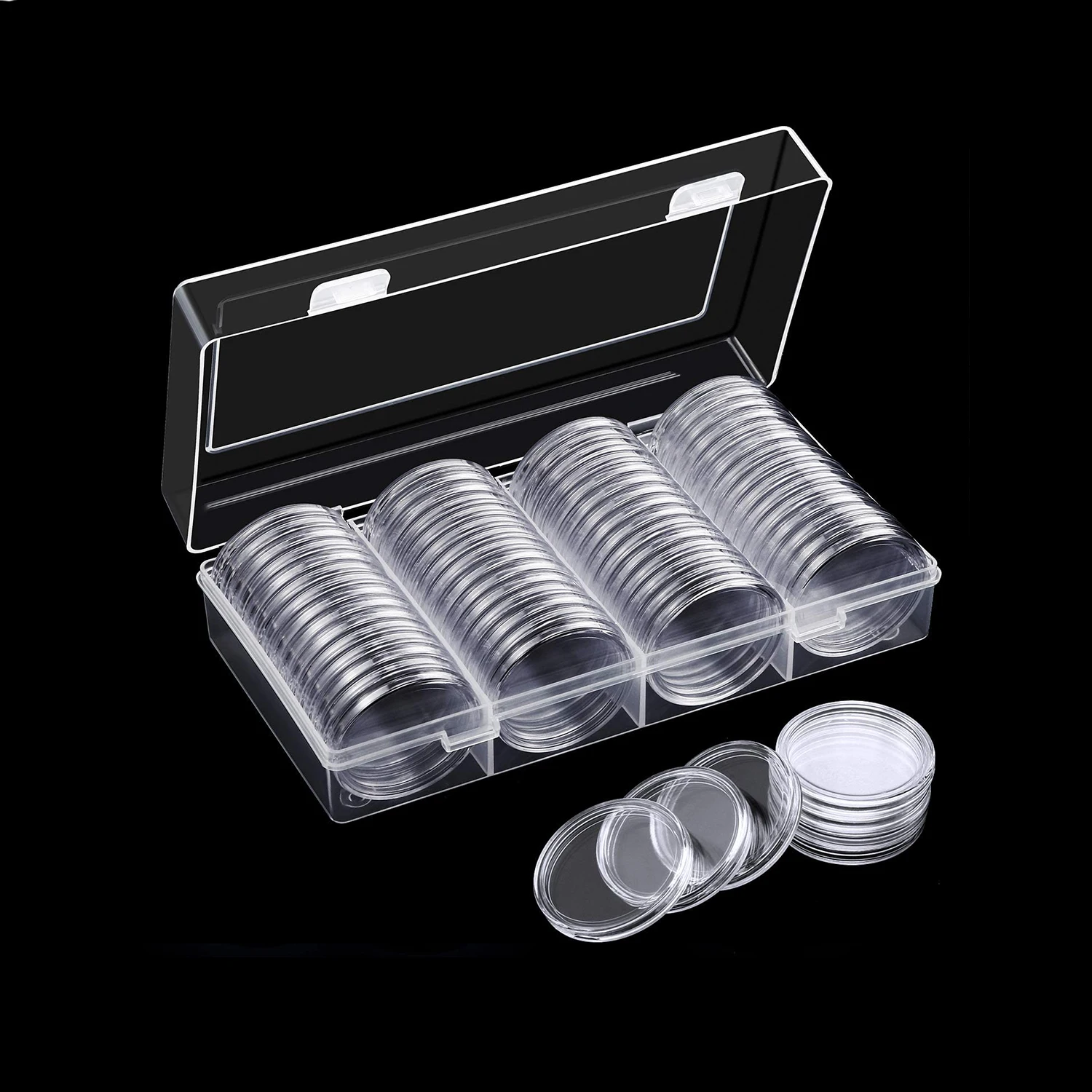 41mm Plastic Coin Capsules Pennies Nickels Dimes Capsule Coin Collection Organizer Box with EVA Foam Gaskets