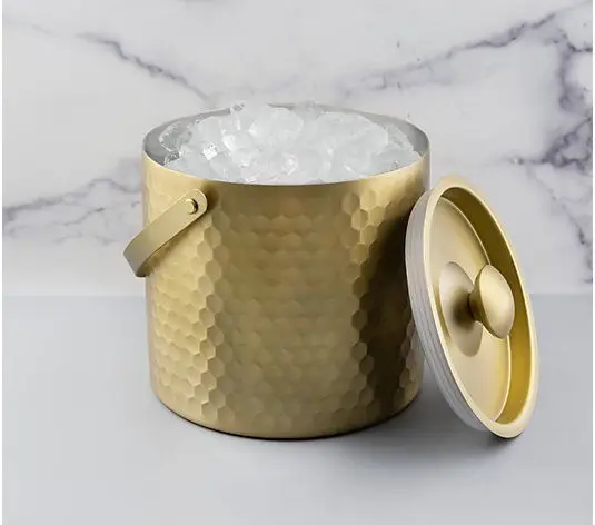 Metal round stainless steel ice bucket with ice tong and cover bar champagne beer ice bucket with lid