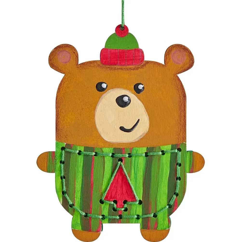 Hot selling items Top Quality Wooden Embroidery Charm Christmas Teddy DIY Toys Educational Toys