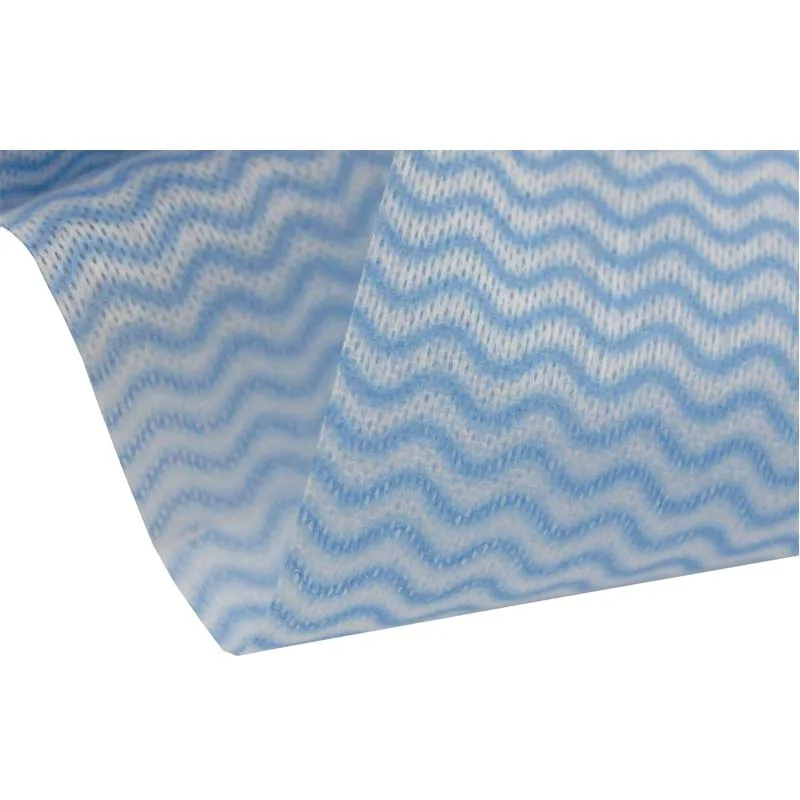 Custom Woodpulp Polyester Spunlace Nonwoven Fabric Absorbent Wiping Cloth Dry Industry Rags Cleaning Wipes Blue Wave  Roll