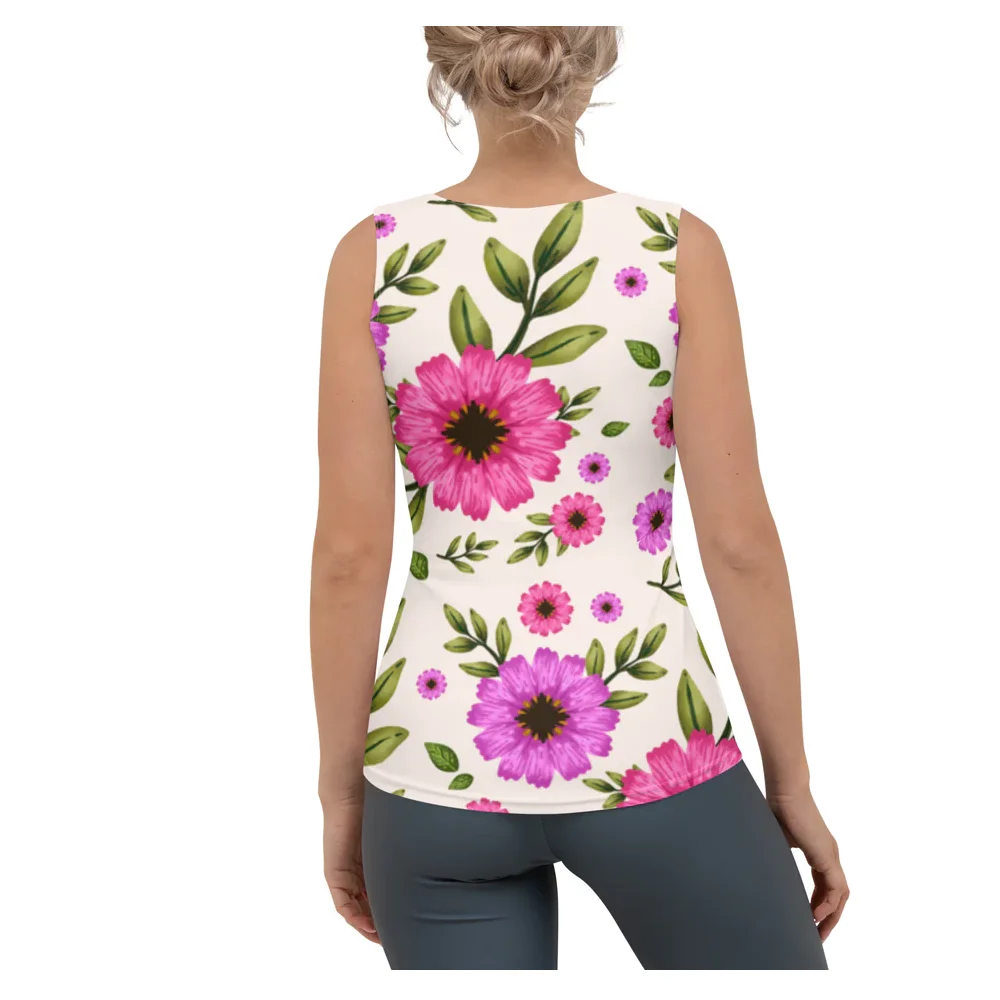 Latest Design Cheap Price High Quality Printing Sublimation Cotton Fabric Comfortable Women Tank Tops