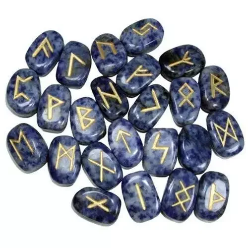 Sodalite Rune set Wholesale natural healing Crystal Gemstone Sodalite Rune Stone Sets for Reiki Healing