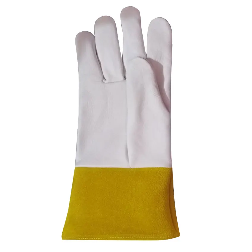 Custom Cow Hide Grain Split Leather Mig Tig  Welding Gloves Inner Lining Fire Resistance Fabric