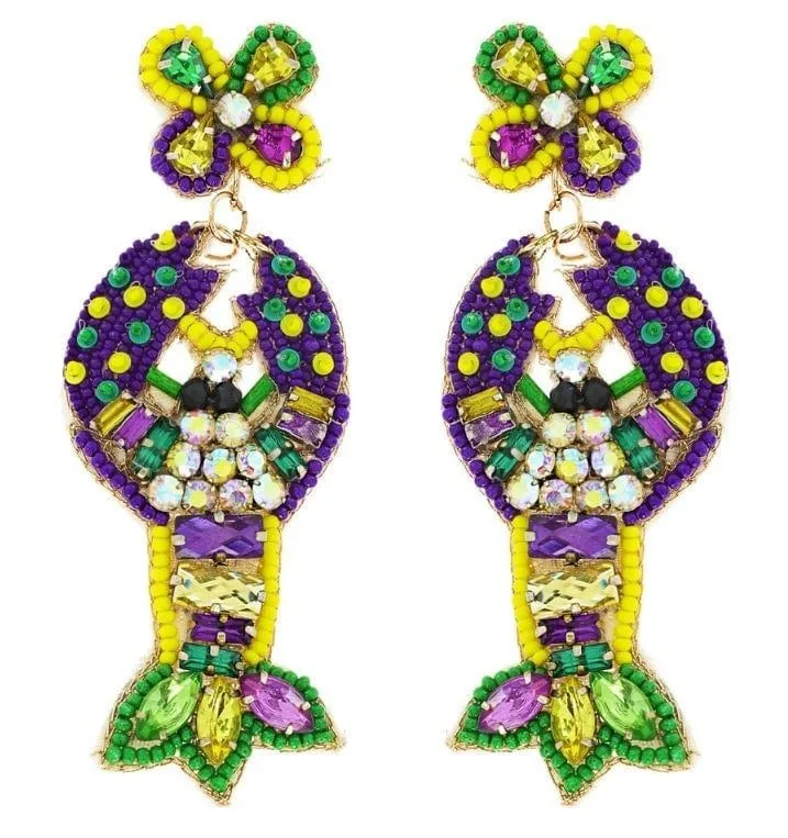 crawfish Trendsetting beadwork Seed bead jewelry set Festival fashion earrings Customizable bead designs