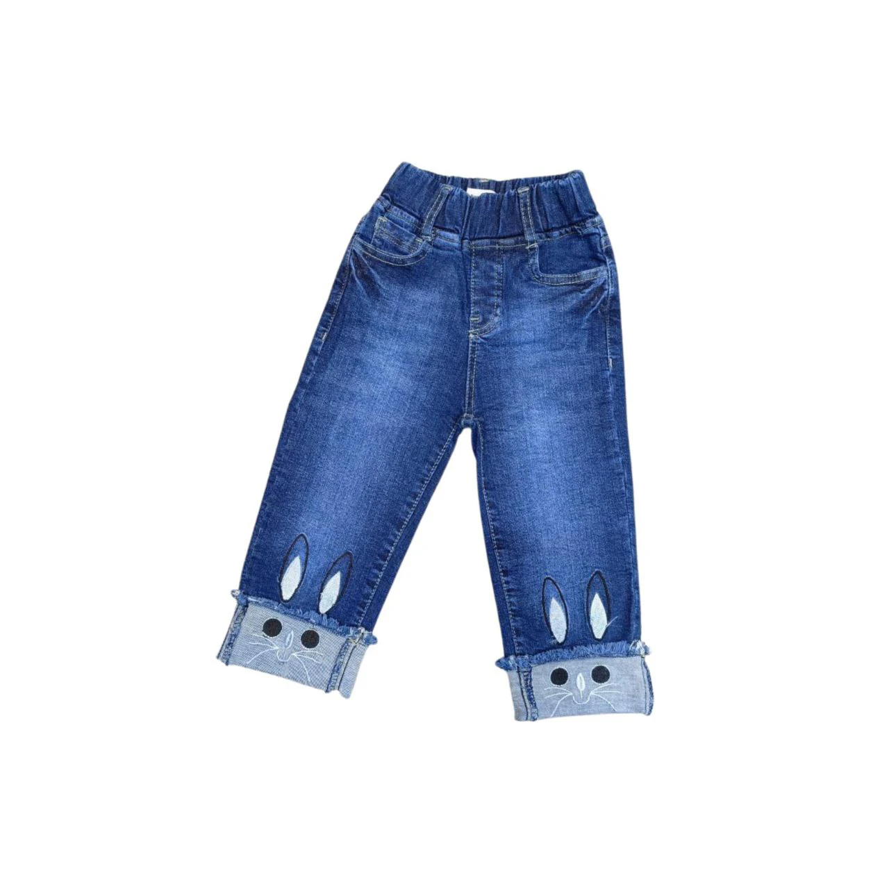 Girls Slim/Skinny Flared Long Pants in White Denim Spring Autumn Style Little Girl Casual Jeans with Wide Leg Straight Style