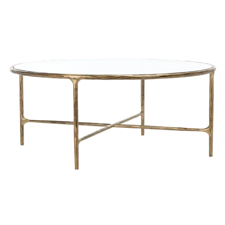 Best Quality Handmade 4 Leg Coffee Table For Living Room Furniture Top Luxury Golden Finish Glass On Top Center Table