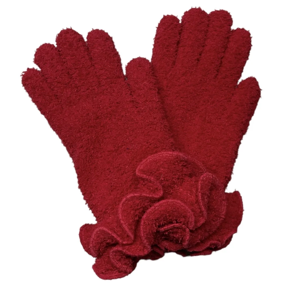 double layer ruffle cuff ladies gloves