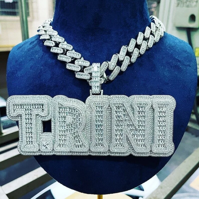 Buy Iced Out Custom Name Necklace Hip Hop Jewelry Gift For Him Personalized Pendant Necklaces With Tennis Chain Initial Name