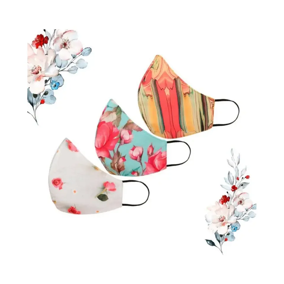 Fast Delivery Fashion Custom Black Cotton Fabric Mask Washable Reusable Sublimation Mask