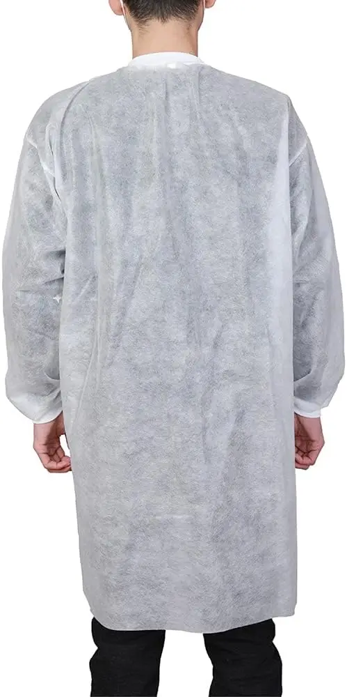 Adults Durable White Coat 2 Pockets with Knitted Cuffs and Collar Disposable Lab Coats