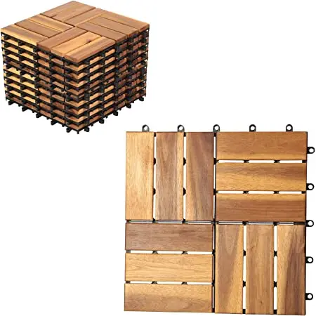Cheap composite decking tiles wood deck tile 12  GV-012A slats wholesale Vietnam garden walkway 300x300x24 mm