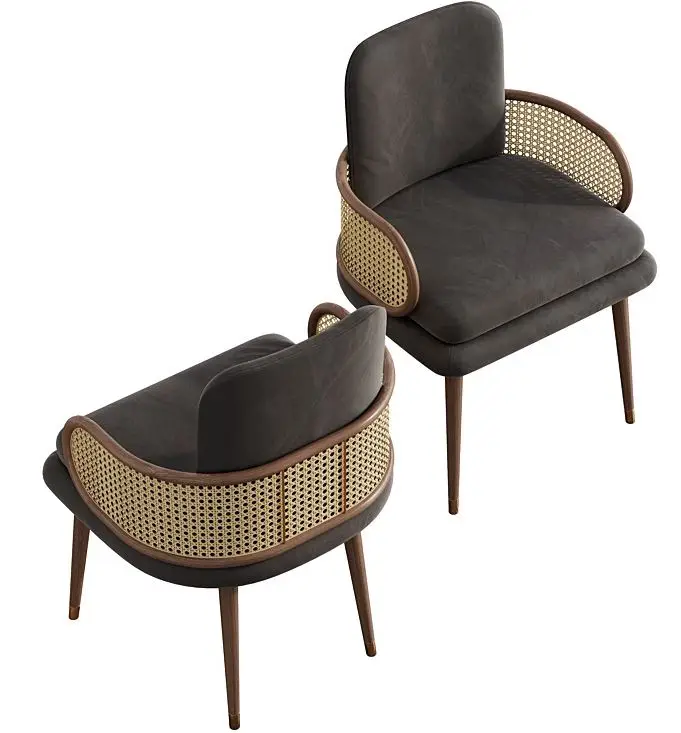 modern luxury living room dining indoor furniture nordic french style rattan dining chair rattan backrest hotel restaurant chair