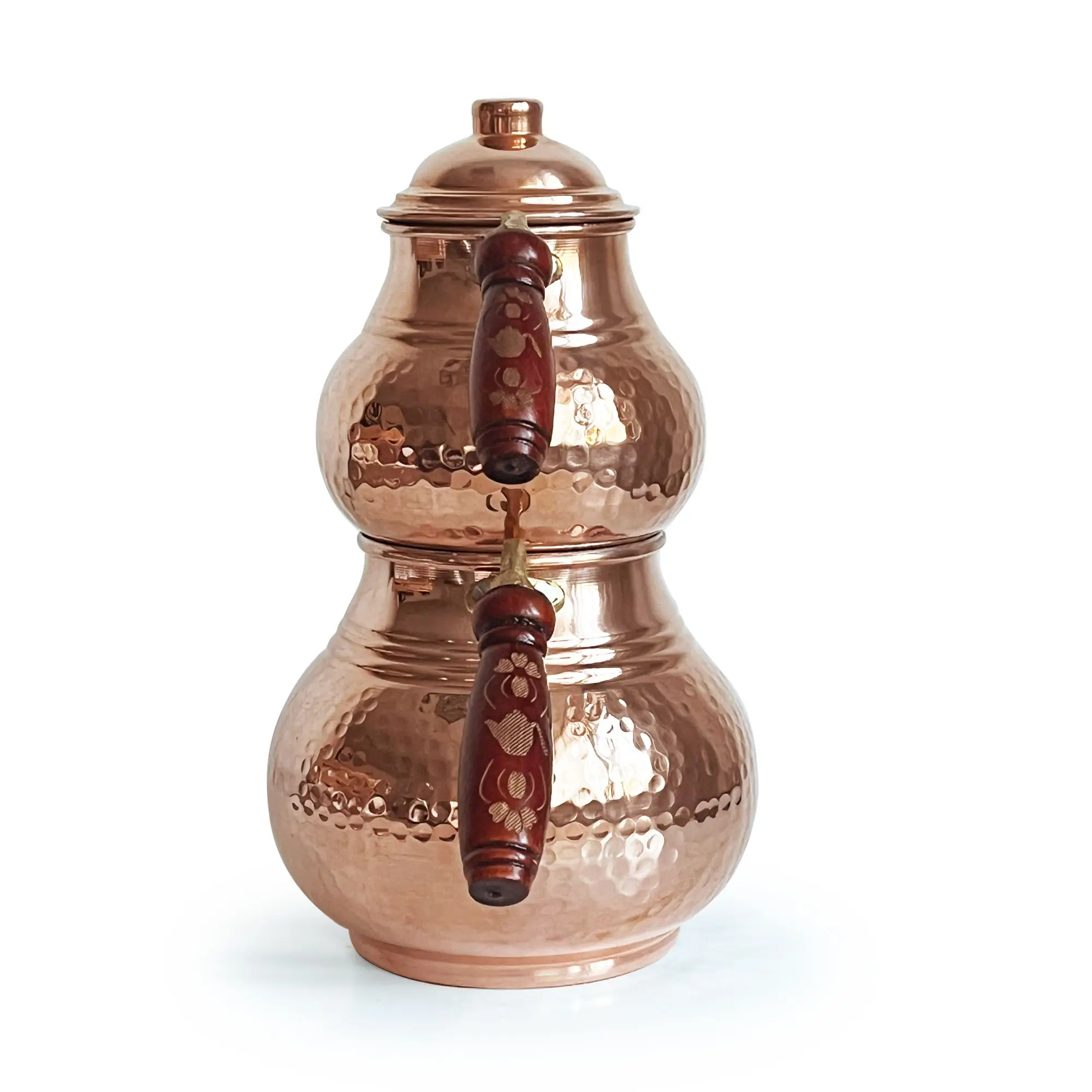 Handmade Hand Hammered  Copper Turkish Stovetop Teapot Set 850 ml + 1800 ml