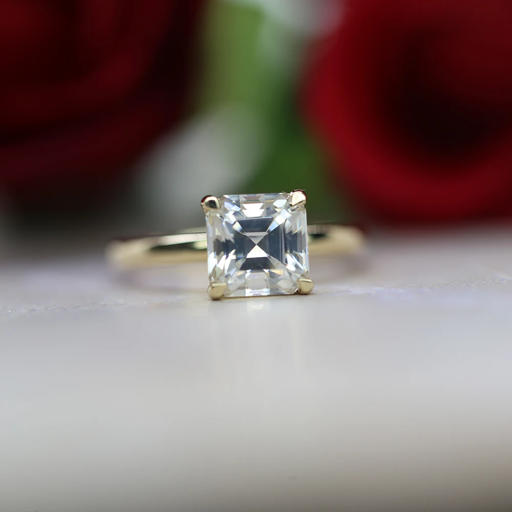 1 CT Princess Cut Solitaire Ring 18KT Gold Plated Yellow Gold Wedding Engagement Anniversary Solitaire Diamond Labgrown Ring