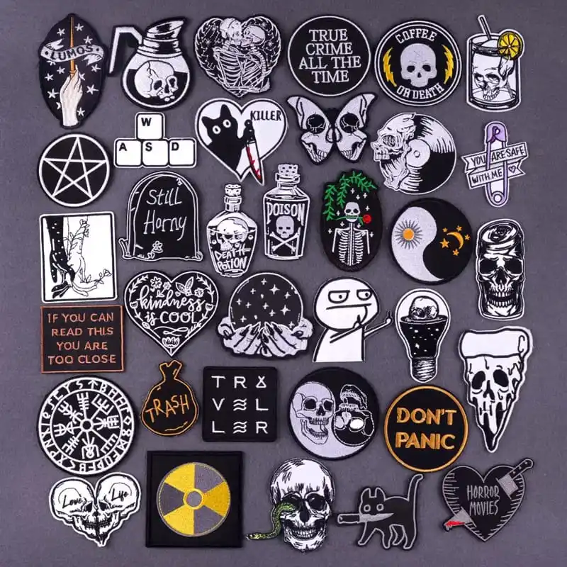 Embroidery Patches For Clothing Thermoadhesive Patches On Clothes Hippie Rock Biker Patch Sewing