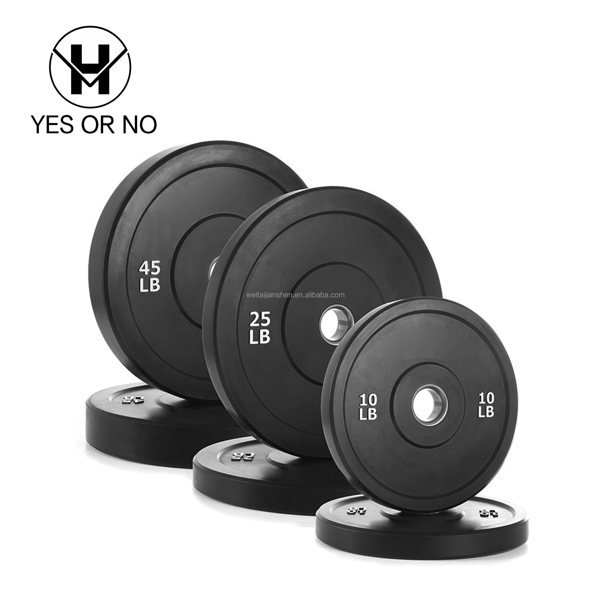 YES OR NO Factory Price Gym Weight Plate Custom Logo 10kg 15kg 20kg 25kg Rubber Buffer Plate
