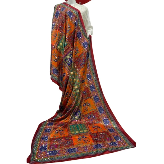 Beautiful Hand Embroidered Ethnic Clothing Indian Shawls Dupatta 2024 Multi Colored Fashion Wear Dupatta For Salwar Kameez Suit
