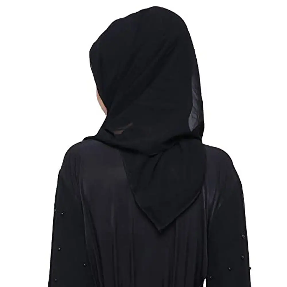 2022 new underscarf custom plain instant chiffon hijab with inner bonnet headscarf long satin lining shawl scarf