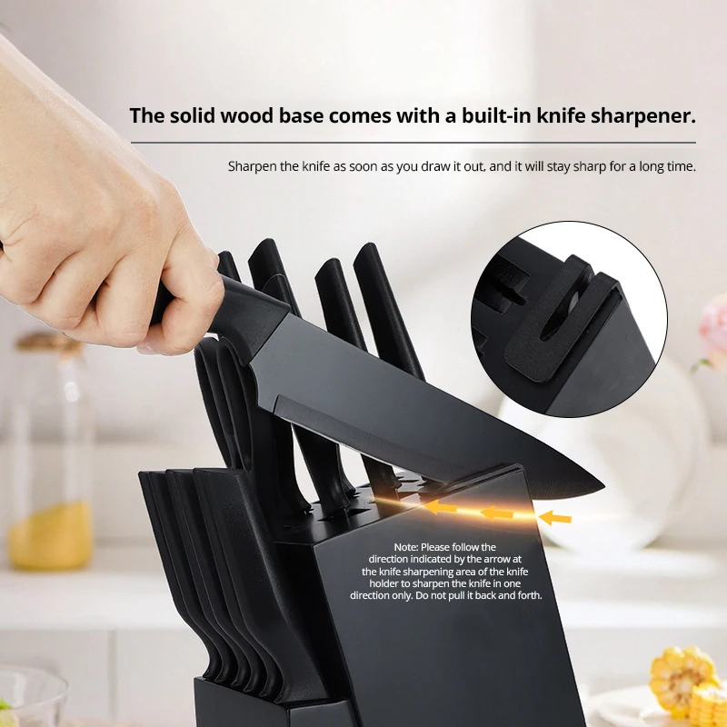 Raybin 2025 высококачественный черный 14 шт. Лучшие ножи из нержавеющей стали 3Cr13 дамасский нож для стейка набор с ручкой Pp кухни